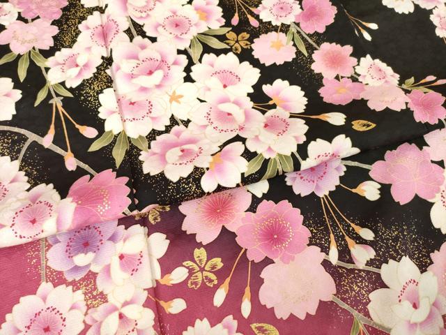平和屋着物●豪華振袖 枝桜 暈し染め 黒地 金彩 正絹 逸品 AABL3609ck