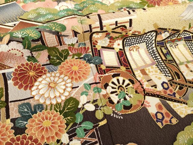 平和屋着物●豪華振袖 駒刺繍 飛鶴風景文 暈し染め 正絹 逸品 AABL3610ck