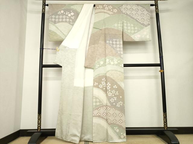 平和屋着物●訪問着 総絞り 遠山重ね文 金彩 正絹 逸品 AABL3611ck