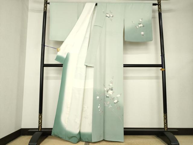平和屋着物●訪問着 友禅 作家物 枝花文 暈し染め 正絹 逸品 AABL3614ck