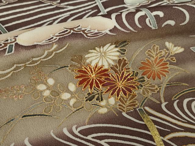 平和屋着物●訪問着 駒刺繍 流水花文 暈し染め 金彩 ますいわ屋扱い 正絹 逸品 AABL3615ck