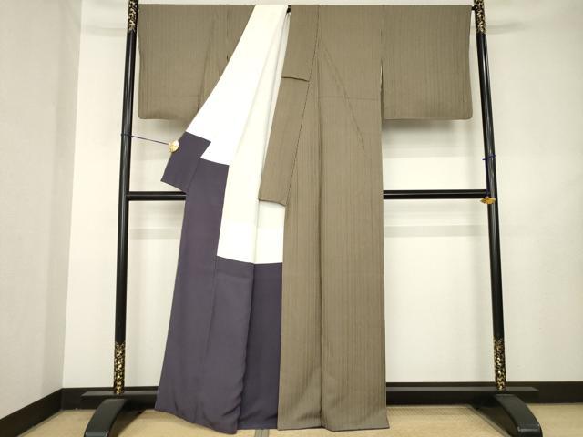 平和屋着物●上質な小紋 縞 正絹 逸品 AABL3617ck