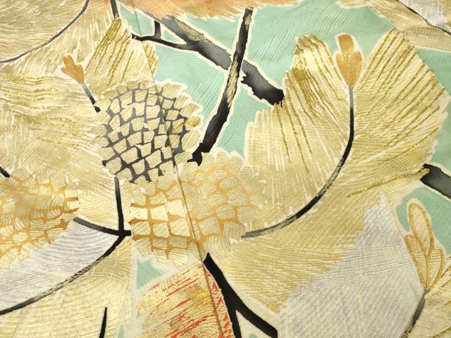 平和屋着物●豪華振袖 駒刺繍 松 金銀彩 金糸 ロング丈 正絹 逸品 AABL3619ck