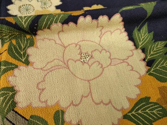 平和屋本店●アンティーク 大正ロマン 振袖 中国三大刺繍 相良刺繍 花船 正絹 逸品 AABL3621ck