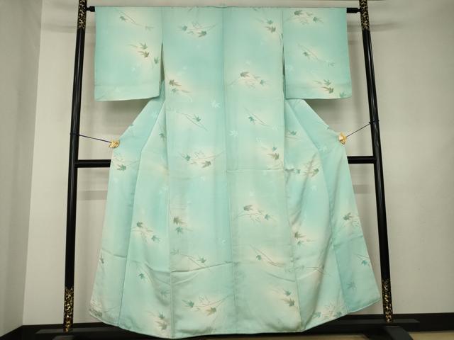 平和屋着物●上質な小紋 竜田川 地紋起こし 暈し染め 金糸 正絹 逸品 AABL3625ck