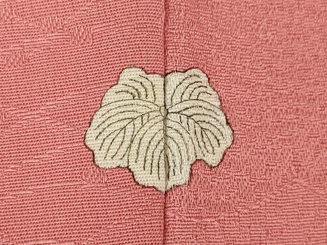 平和屋着物●上質な色無地 風景地紋 甚三紅色 正絹 逸品 AABL3626ck