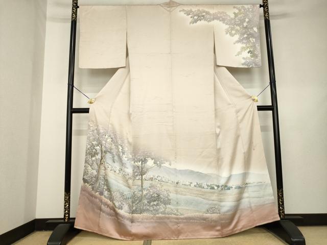 平和屋着物●訪問着 作家物 風景文 暈し染め 正絹 逸品 AABL3629ck