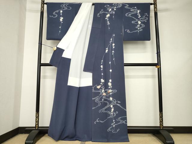 平和屋着物●創業460年・千總 訪問着 流水扇面花文 金彩 正絹 逸品 AABL3633ck