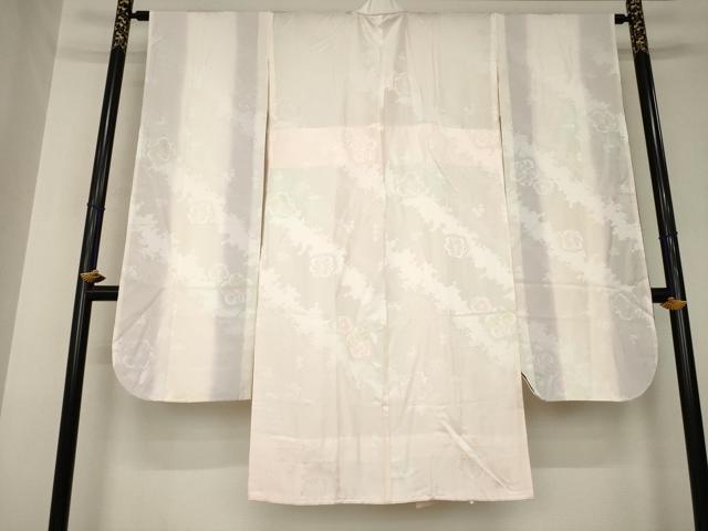 平和屋着物●振袖用長襦袢 無双仕立て ねじ梅地紋 暈し染め 正絹 逸品 AABL3643ck