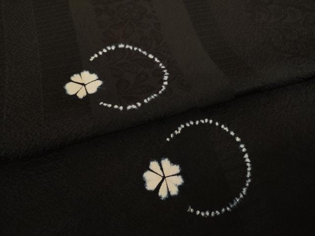 平和屋着物●上質な小紋 総絞り 花丸文 黒地 正絹 逸品 AABL3649ck