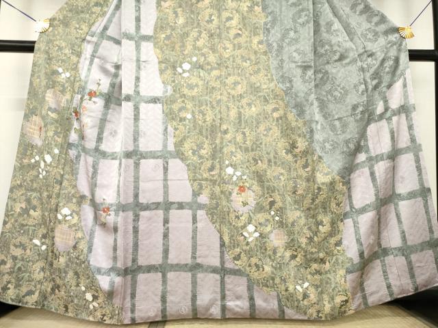 平和屋着物●訪問着 刺繍 花丸文 正絹 逸品 AABL3651ck