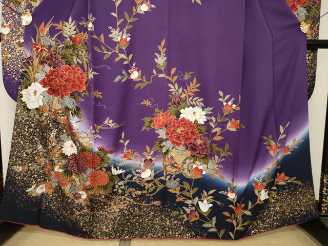 平和屋着物●豪華振袖 花車文 金彩 正絹 逸品 AABL3656ck