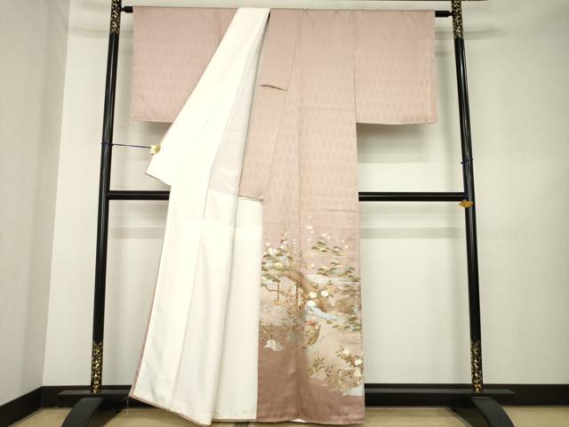 平和屋着物●豪華色留袖 風景花文 金彩 正絹 逸品 AABL3661ck
