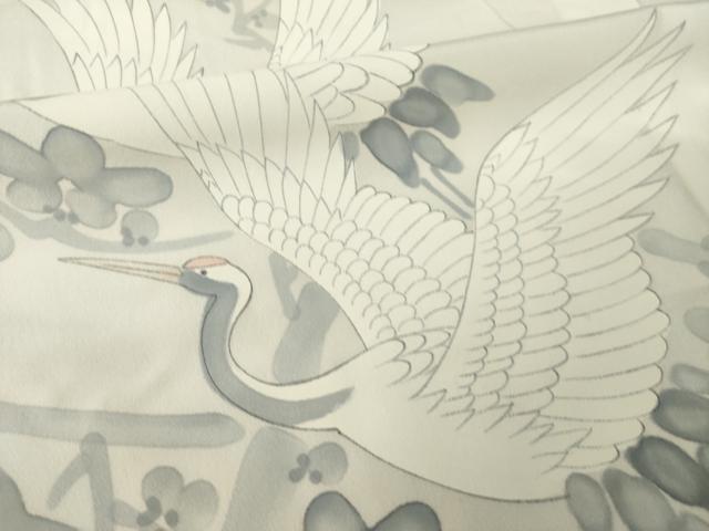 平和屋着物●長襦袢 無双仕立て 作家物 飛鳥花文 正絹 逸品 AABL3668ck