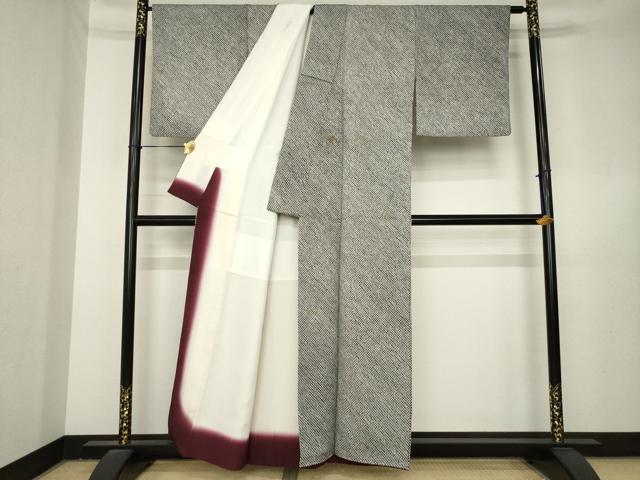 平和屋着物●大変加工の良い総絞り小紋 黒地 正絹 逸品 AABL3682ck