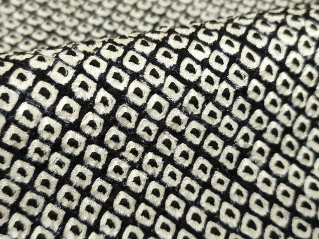 平和屋着物●大変加工の良い総絞り小紋 黒地 正絹 逸品 AABL3682ck