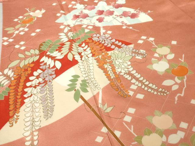 平和屋着物●訪問着 刺繍 番傘花文 金彩 正絹 逸品 AABL3686ck