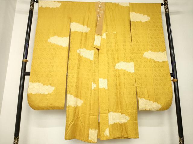 平和屋着物●振袖用長襦袢 無双仕立て 絞り 雲重ね文 半衿刺繍 正絹 逸品 AABL3692ck
