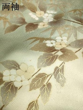 平和屋着物●訪問着 駒刺繍 枝花文 暈し染め 金彩 正絹 逸品 AABL3694ck
