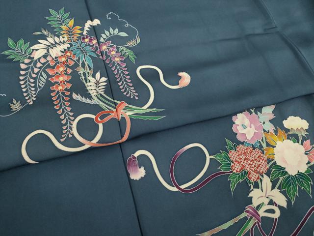 平和屋着物●訪問着 友禅 草花文 正絹 逸品 AABL3695ck