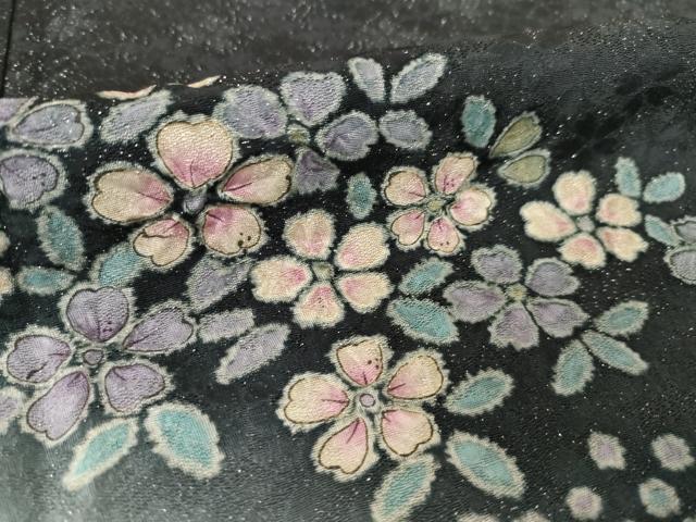 平和屋着物●訪問着 辻が花 舞花文 暈し染め 銀通し地 正絹 逸品 AABL3696ck