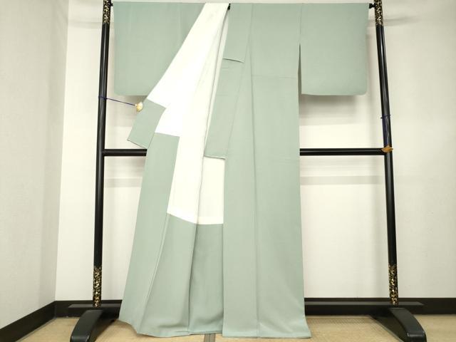 平和屋着物●上質な色無地 利休鼠色 正絹 逸品 AABL3704ck