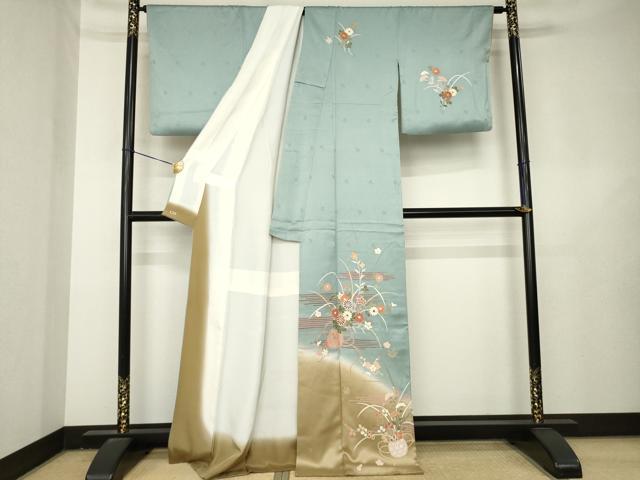 平和屋着物●訪問着 花篭文 暈し染め 金彩 三越扱い 正絹 逸品 AABL3705ck