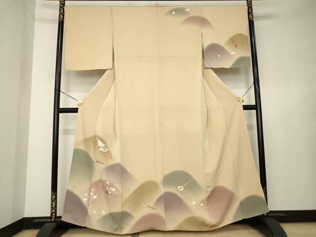 平和屋着物●訪問着 楽器花文 暈し染め 金糸 正絹 逸品 AABL3709ck
