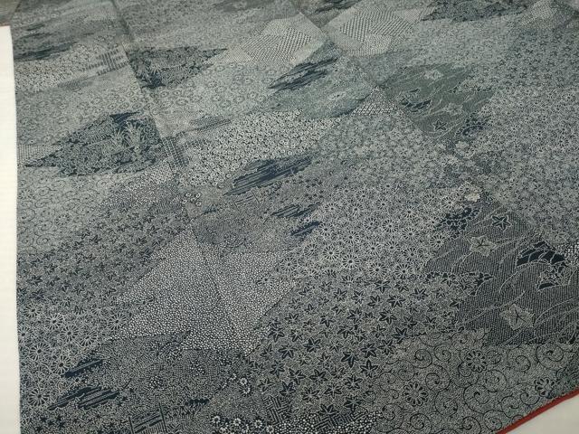 平和屋着物●江戸小紋 松皮菱風景花文 正絹 逸品 AABL3712ck
