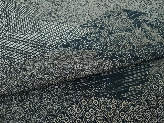 平和屋着物●江戸小紋 松皮菱風景花文 正絹 逸品 AABL3712ck
