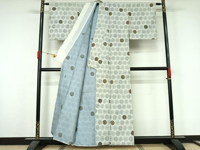 平和屋着物▽本場大島紬 染大島 単衣 手描き 正倉院花文 正絹 逸品 AABL3724jh