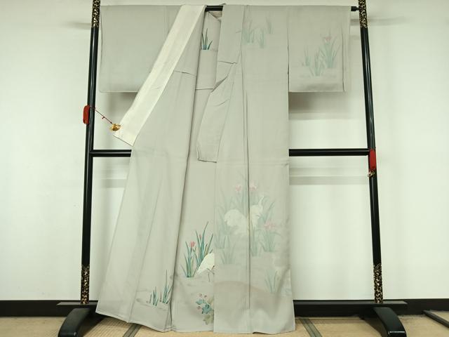 平和屋着物▽訪問着 無双 紗袷 紗×絽 手描き 花鳥文 白鷺 正絹 逸品 AABL3725jh