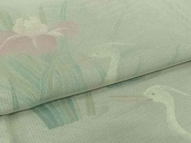 平和屋着物▽訪問着 無双 紗袷 紗×絽 手描き 花鳥文 白鷺 正絹 逸品 AABL3725jh