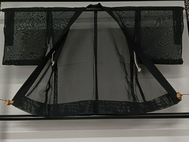 平和屋着物▽羽織 スリーシーズン 春夏秋 塵除け 黒地 正絹 逸品 AABL3727jh