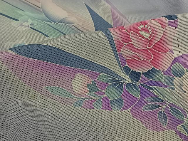 平和屋着物▽訪問着 無双 紗袷 紗×絽 花蝶文 暈し染め 銀彩 正絹 逸品 AABL3728jh