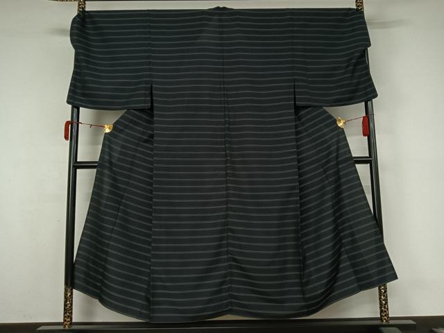 平和屋着物▽男性 お召 単衣 横段文 キングサイズ 正絹 逸品 AABL3734jh