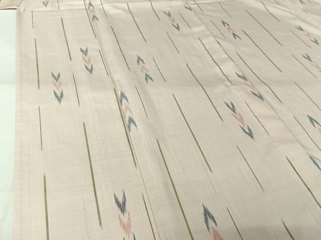 平和屋着物▽上質な紬 単衣 幾何学文様 正絹 逸品 AABL3735jh