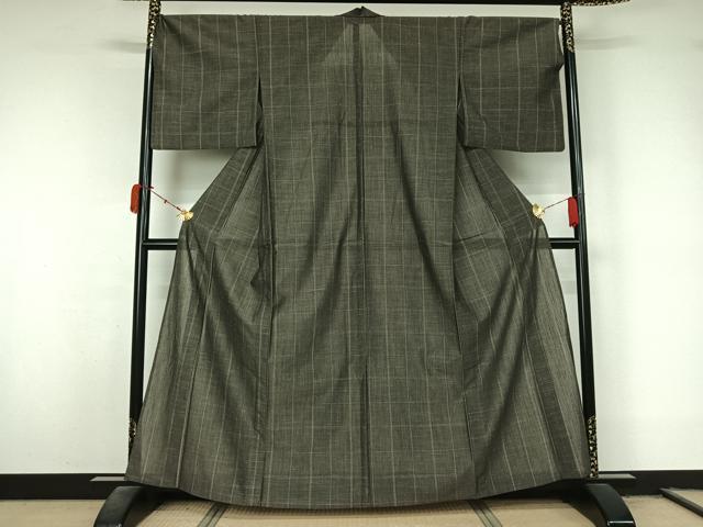 平和屋着物▽小紋 単衣 縞 金糸 AABL3738jh