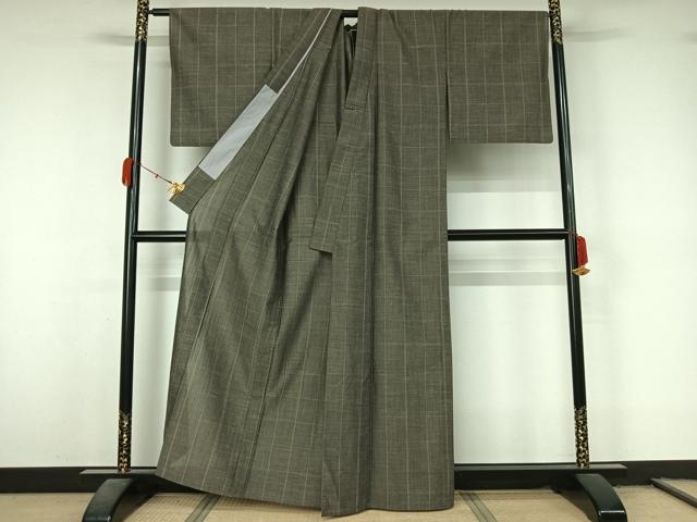 平和屋着物▽小紋 単衣 縞 金糸 AABL3738jh