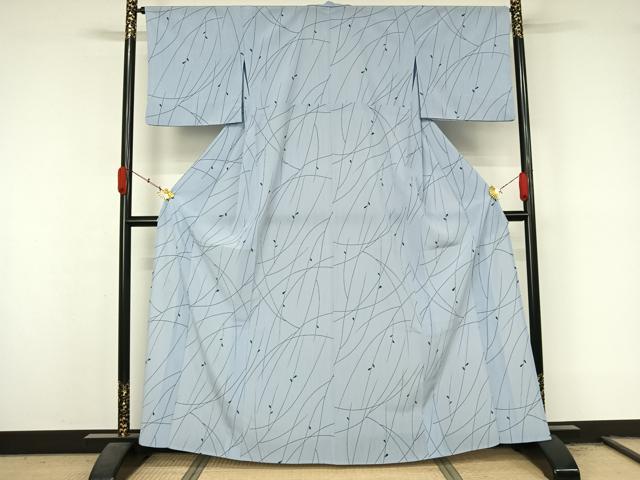 平和屋着物▽洗える最高級着物 <英>はなぶさ謹製 小紋 単衣 枝葉文 洗える着物 AABL3750jh
