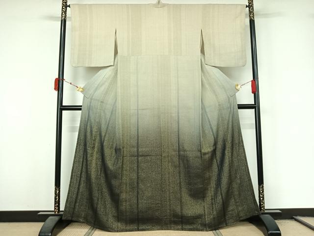 平和屋着物▽ひなや工房 くむ・あむ・おる 伊豆蔵明彦 訪問着 単衣 霞文 金通し地 正絹 逸品 AABL3752jh