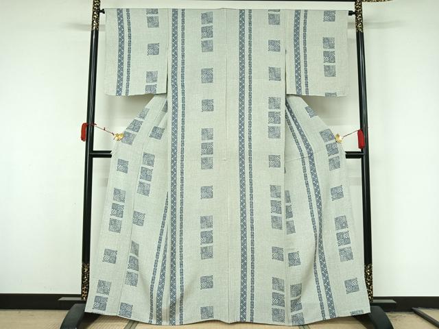平和屋着物▽上質な小紋 単衣 幾何学花間道 正絹 逸品 AABL3754jh