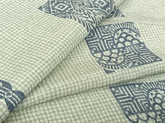 平和屋着物▽上質な小紋 単衣 幾何学花間道 正絹 逸品 AABL3754jh