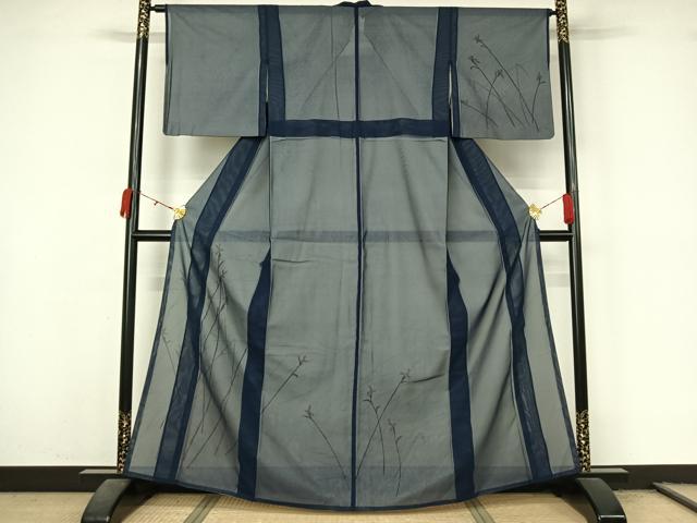 平和屋着物▽訪問着 無双 紗袷 紗×紗 草花文 金彩 正絹 逸品 AABL3759jh