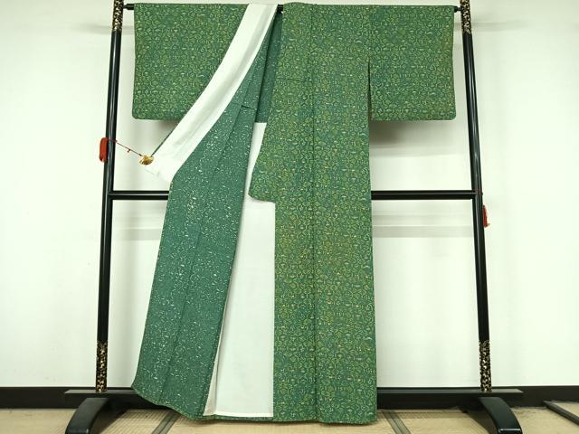 平和屋着物▽上質な小紋 単衣 草花文 正絹 逸品 AABL3760jh