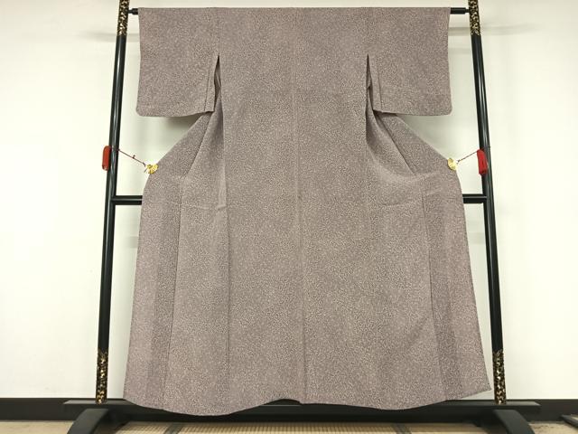 平和屋着物▽江戸小紋 単衣 草花文 鬼しぼ縮緬 正絹 逸品 AABL3775jh