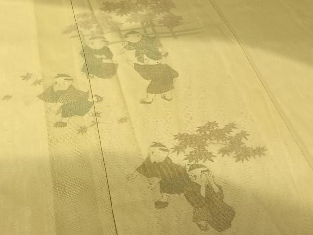 平和屋着物▽訪問着 無双 紗袷 紗×絽 童子風景文 正絹 逸品 AABL3782jh