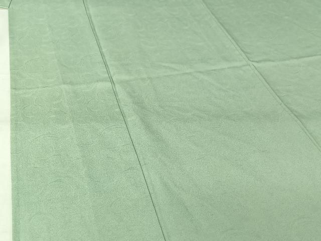 平和屋着物▽上質な色無地 単衣 流水地紋 錆青磁色 正絹 逸品 AABL3785jh
