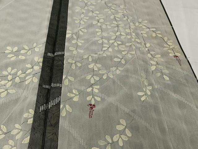 平和屋着物▽訪問着 無双 紗袷 紗×紗 芝花文 黒地 正絹 逸品 AABL3789jh