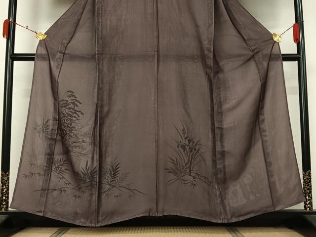 平和屋着物▽訪問着 無双 紗袷 紗×絽 手描き 草花文 正絹 逸品 AABL3791jh